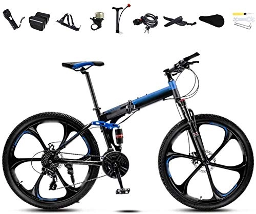 Bici pieghevoli : Mountain bike pieghevole a 30 marce, 24 MTB, ruota di velocità variabile per uomini e donne, freno a disco doppio regolabile