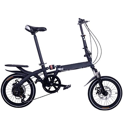 Bici pieghevoli : Mountain Bike Pieghevole Velocità Variabile Doppio Freno A Disco Pieno Sospensione Antiscivolo Adulti Studenti Bambini Guida Portatile 16" (Colore: Nero)