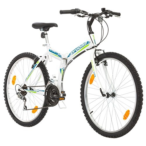 Bici pieghevoli : Multibrand, PROBIKE Folding MTB 26, 26 Pollici, 457mm, Mountain Bike Pieghevole, 18 velocità, Full Suspension, Unisex, Grigio Verde, 26 inch (Bianco / Blu-Verde, 26x18)