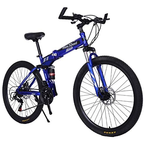 Bici pieghevoli : MUYU Bicicletta Pieghevole da 26 Pollici Biciclette per Adulti per Uomo Donna Sistema di Freno A Doppio Disco, Blu
