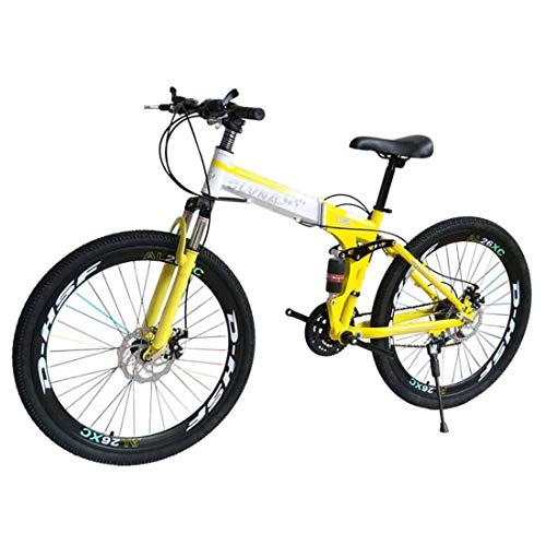 Bici pieghevoli : MUYU Mountain Bike 21 velocità (24 velocità, 27 velocità) Bicicletta Pieghevole da Strada Bicicletta da Strada A Doppio Disco Biciclette, Yellow, 24speed