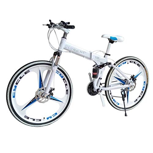 Bici pieghevoli : MUYU Sistema di Trasmissione Bici Pieghevole a 21 velocità (24 velocità, 27 velocità) e Freno a Doppio Disco, White, 24speed