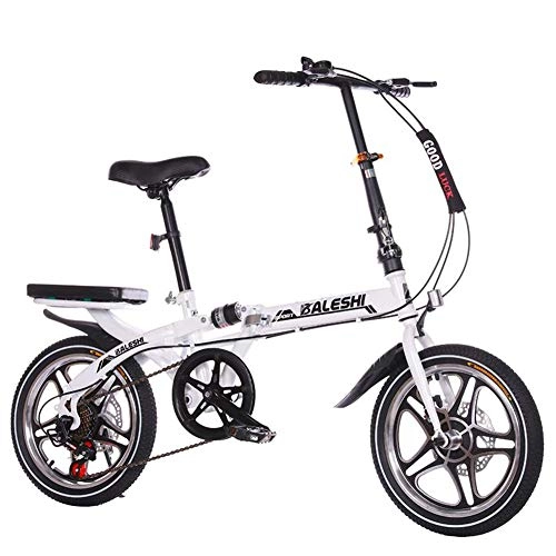 Bici pieghevoli : MYANG 16" in Lega Leggera Pieghevole City Bike Biciclette, magnesio Telaio, con sede Ajustable, Bianco