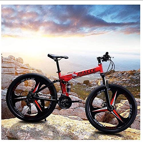 Bici pieghevoli : MYSZCWCF Mountain Bike Bianca for Uomo E Donna, Ammortizzatore Pieghevole for Montagna Pieghevole da 26 Pollici for Adulti Pieghevole Mono Ammortizzatore (Color : Red)