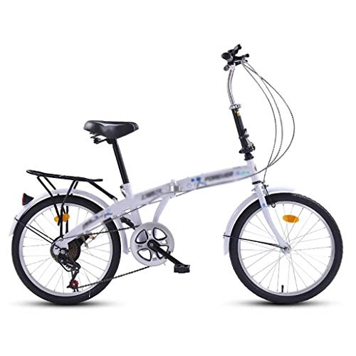 Bici pieghevoli : MZL 20 Pollici Bicicletta Pieghevole Maschio |Bicicletta Portatile Adulta Ultra-Light, a velocità variabile Student Biciclette (Colore: Bianco)