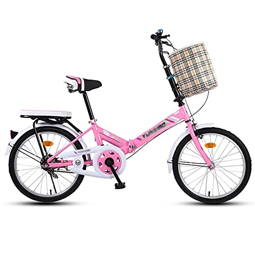 Bici pieghevoli : N / A Bicicletta Pieghevole, Biciclette da 16 Pollici per Adolescenti Adulti, Uomini E Donne E Studente da Donna Città Portatile Compact Commuter Bicycle(Color:Rosa)