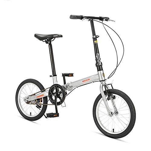 Bici pieghevoli : N A Mini Folding Bike, 16 InchMini Portatile Bicicletta Pieghevole per Adulto Uomini Signore delle Donne Unisex Gioventù Studentesca Commute Work School Park Community, Argento