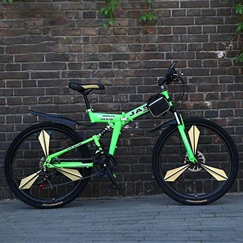 Bici pieghevoli : NA ZGGYA Mountain Bike, bycley Hybrid Doppio Disco Freno Mountain Bike Pieghevole Bici Piena a Sospensione Completamente Antiscivolo 24 / 26 Pollici 21 velocità