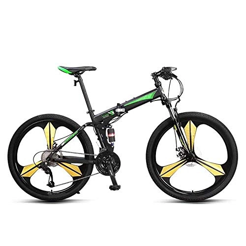 Bici pieghevoli : ndegdgswg 26 pollici 27 velocità pieghevole Mountain Bike, velocità variabile Off Road Dual Shock Soft Tail Racing Bike 26" Blackgreen