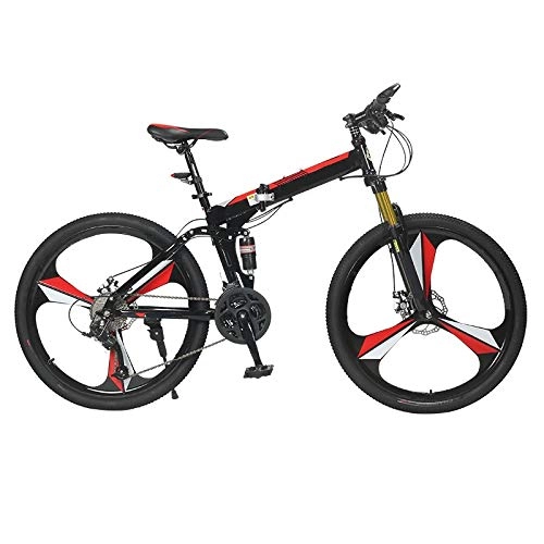 Bici pieghevoli : Ndegdgswg - Bicicletta pieghevole da montagna, a tre ruote, portatile, a velocità variabile, a doppio ammortizzatore, per adulti e studenti, 26 cm, 24 velocità, con una ruota, colore: verde