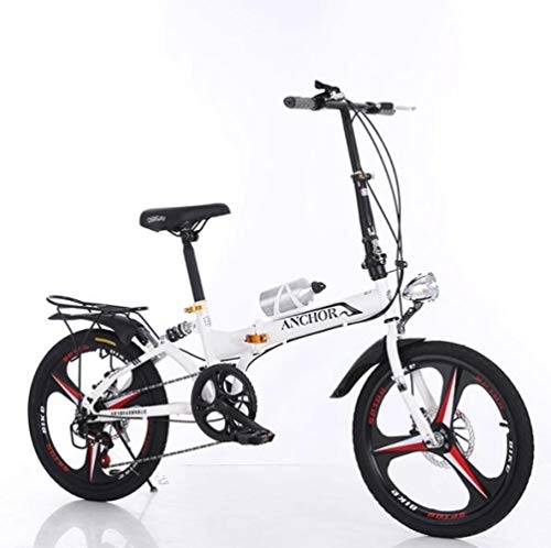 Bici pieghevoli : Nobuddy Bicicletta da Città Donna, Uomo Alluminio Bici Pieghevole Leggera 13 kg Unisex City Bike - Regolabile Manubrio E Sella Comoda, Freni a Disco, 6 velocità / White