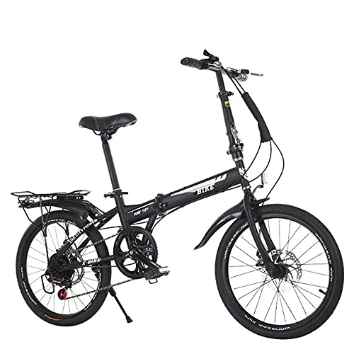 Bici pieghevoli : Outdoor Sports 20'Folding Bike 6 Speed Gears Carbon Steel Frame Foldable Compact Bicycle Compatible with Adults Rear Carry Rack And Kickstand