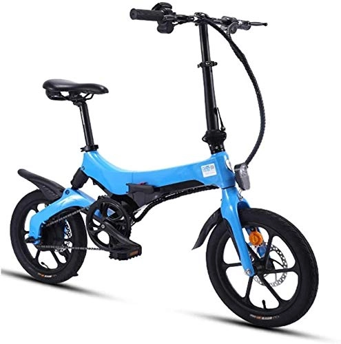 Bici pieghevoli : PARTAS Visita / pendolarismo Tool - Folding E-Bike, da 14 pollici elettrico Assist biciclette, 36V * 10.2AH lega di alluminio ultraleggero e Piccolo batterie al litio mini bicicletta (Color : Blue)