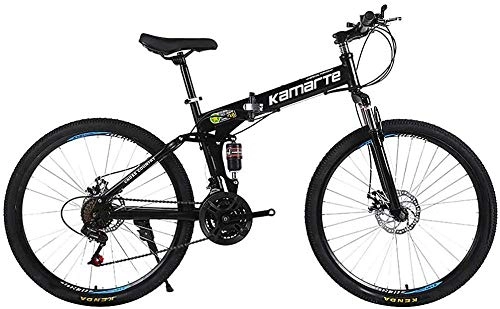 Bici pieghevoli : PAXF 24 inch Foldable Mountain Bike for Adults And Teenagers - 24 inch 21-Fold Foldable MTB Bike with Full Suspension-Black