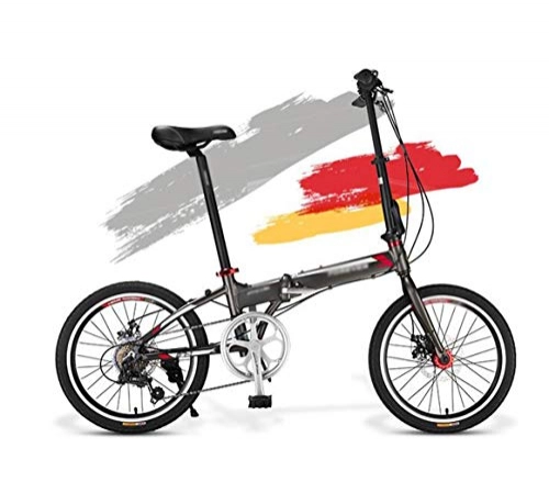 Bici pieghevoli : PFSYR Folding Bike Biciclette, Studente di Luce Portatile Piccolo Uomo e Bici da Donna, 20 Pollici variabile a 7 Marce Speed ​​City Sport Commute Biciclette (Color : Grey, Size : 20Inch)