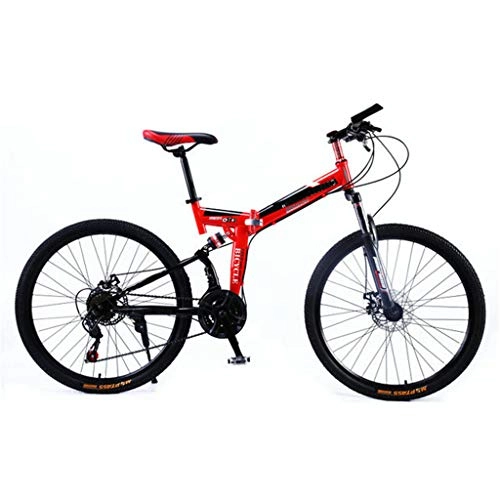 Bici pieghevoli : PHY Uomo Mountain Bike, Sospensione Anteriore, 21-velocità da 26 Pollici Telaio in Alluminio Ruote di 17, 5 Pollici, Rosso, 21 Speed