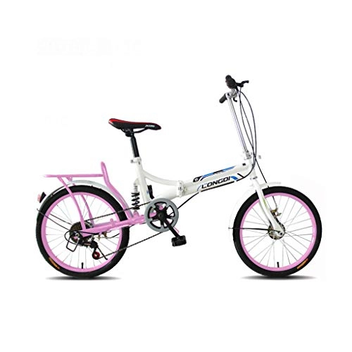 Bici pieghevoli : Piccola Bici Bicicletta Ultra Luce Portatile Compatto pendolarismo Bici Leggera Bike City Bike Pieghevole Studente di Scuola Universale della Bicicletta Ciclismo all'aperto (Color : Pink)