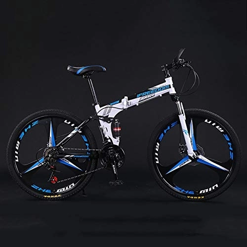 Bici pieghevoli : Pieghevole Bicicletta da Montagna Bici, -Pollici Maschio E Donna Studenti Maiusc Doppio Shock Assorbire Adulto Pendolare Bici Pieghevole Freni A Doppio Disco Blu / Bianco 30 velocità