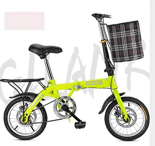 Bici pieghevoli : pieghevole bicicletta studente bicicletta bicicletta a disco singolo freno a disco freno adulto compatto pieghevole bike ingranaggi pieghevole sistema di semaforo completamente assemblato, Verde, 14 Cùn