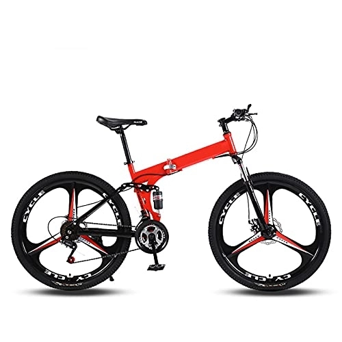 Bici pieghevoli : Pieghevole Mountain Bike, Comodo Mobile Portatile Compatto Leggero Dual Disco Freno A Disco Pieghevole Bici Adulto Studentessa Studentessa Leggera, Rosso, 21 Inches