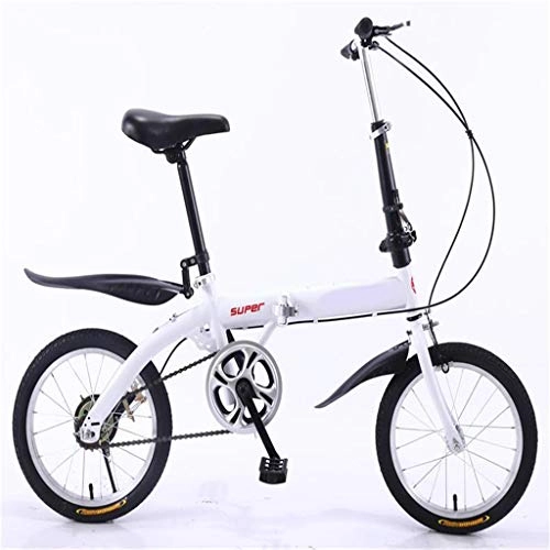Bici pieghevoli : Pieghevole Telaio Bike-Leggero in Alluminio per I Bambini Uomini E Donne Fold Bike16-Inch, Bianca