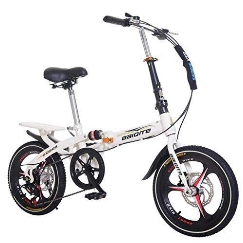 Bici pieghevoli : PLYY 20 Pollici Folding Bike, Leggero Mini Outroad Mountain Bike, Piccolo Portatile □□ Città Compatta for Bicicletta, Femmina Adulta Pieghevole Student Biciclette da Auto for Adulti (Color : White)