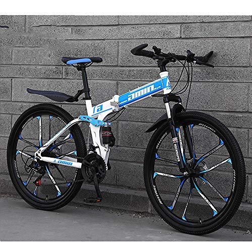 Bici pieghevoli : PsWzyze Pieghevole Mountain Bike ，Cyclette Outdoor per Bici da Corsa per Studenti per Adulti, Bicicletta a 24 velocità con la Massima configurazione-Ruota da 26 '' a 6 Razze_Blu