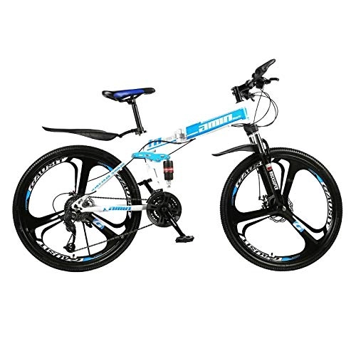 Bici pieghevoli : PsWzyze Pieghevole Mountain Bike ，Mountain Bike Pieghevole a 21 velocità da 24 Pollici, Bici MTB a 3 Ruote, City Bike Portatile per Studenti Adulti-Blu