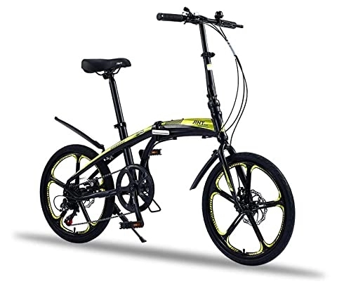Bici pieghevoli : Qian Bicicletta pieghevole da 20 pollici, telaio in alluminio, Shimano, elegante, pieghevole, colore giallo