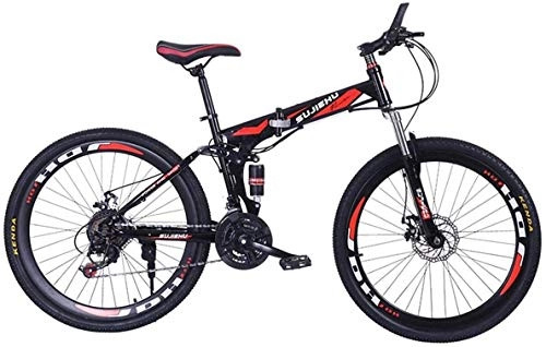 Bici pieghevoli : Qianqiusui Mountain Bike, Bici da 26 Pollici Pieghevole con Robusto Acciaio 6 Raggi della Ruota Integrata, Sospensione Completa Premium e Shimano 24 velocità Gear, 9, 26" (Color : 6, Size : 26")