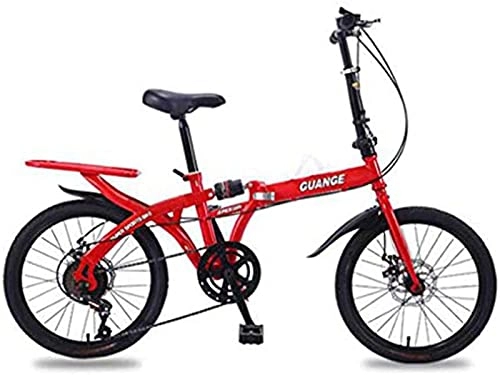 Bici pieghevoli : RDJSHOP 20 Pollici Mountain Bike Pieghevoli, Bicicletta Leggera Pieghevole Speed Doppio Freno a Disco, Doppia Sospensione Bicicletta per Uomini, Donne, Studenti e Pendolari Urbani, Red