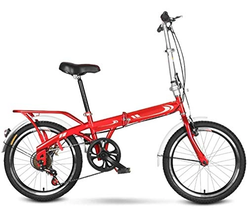 Bici pieghevoli : RENXR 20 Pollici Biciclette Pieghevoli per Adulti Unisex Leggero Commuter Bike Mountain Bike Stee-Alto Tenore di Carbonio per all'Aria Aperta Bici / Viaggi / Work out, Rosso