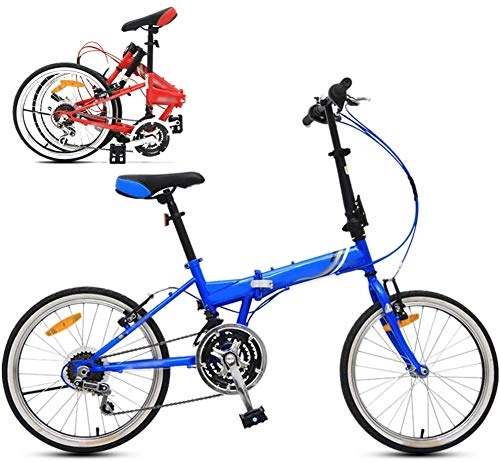 Bici pieghevoli : RENXR I Bambini Mountain Bike 20 Pollici Bicicletta Pieghevole 21-velocità in Bicicletta Pendolare Leggero Assorbimento degli Urti / Interi / Studenti / Moto Auto delle Donne, Blu