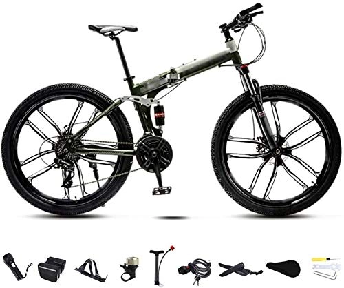 Bici pieghevoli : RENXR Unisex Folding Bike MTB della Bicicletta Pendolare 30-velocità Gears Fuori Strada velocità Variabile Doppio Freno A Disco per Uomini E Donne