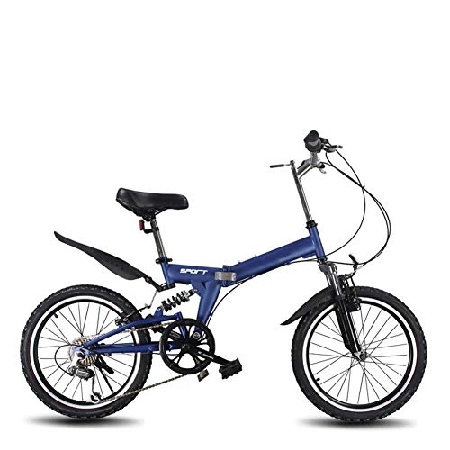 Bici pieghevoli : RR-YRL 20-inch Bicicletta Pieghevole, Unisex, la Doppia Sospensione, Doppio Freno a Disco, Facile da trasportare, 5 Colori, Blu