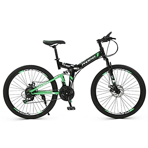 Bici pieghevoli : RUZNBAO Bicicletta Pieghevole Adulto Pieghevole Mountain Bike 26 Pollici 24-velocità Unisex Bike Pieghevole Bike Dual Dual Dual Dual Shock Asporting By (Color : Green)