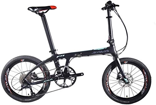 Bici pieghevoli : SAVADECK Z1 Bici Pieghevole 20" Bicicletta Pieghevole in Carbonio con Telaio in Fibra di Carbonio e Cambio Shimano 105 R7000 22 velocità (Nero Blu)