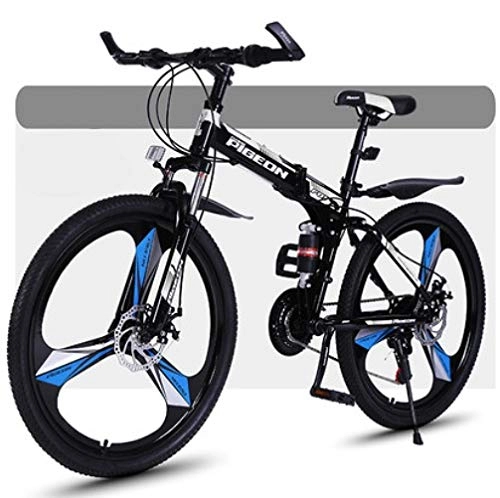 Bici pieghevoli : Sconosciuto QHKS Bicicletta Mountain Bike Pieghevole, Nero e Bianco, 27 Speed-One Wheel