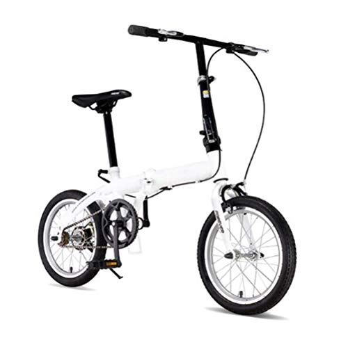 Bici pieghevoli : SHIN Bicicletta da Città Donna, Uomo Alluminio Bici Pieghevole Leggera 12 kg Unisex City Bike - Regolabile Manubrio E Sella Comoda, v-Brake, velocità Singola / Bianco