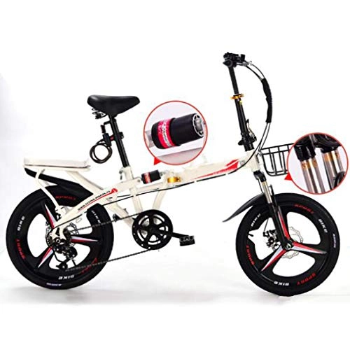 Bici pieghevoli : SHIN Bicicletta da Città Donna, Uomo Alluminio Bici Pieghevole Leggera 13 kg Unisex City Bike - Regolabile Manubrio E Sella Comoda, Freni a Disco, 6 velocità / White