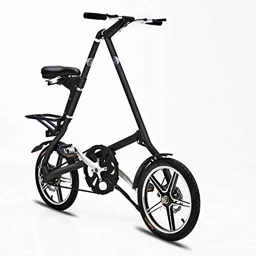 Bici pieghevoli : Sucastle Light Weight Intelligente Pieghevole Bici Pieghevole Bici da 16 Pollici Formato Completo Telaio da Strada Mini Bici in Alluminio Nuovo in Auto Creativo (Color : Black)