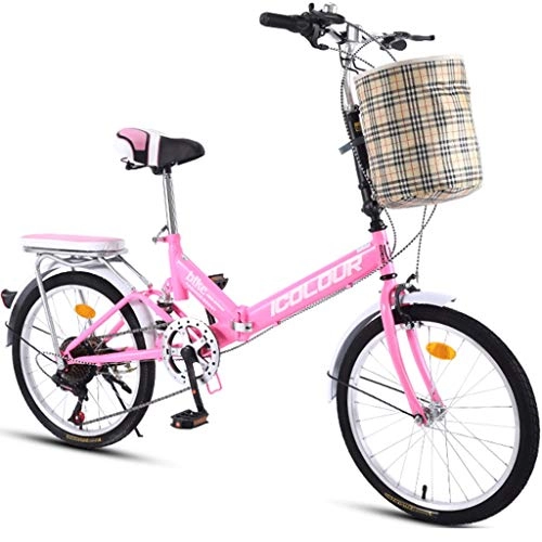 Bici pieghevoli : SXRKRZLB Bici Pieghevoli Biciclette a velocità variabile e Femminile per Adulti per Adulti Aderente per Il pendolare della Città (Color : Pink)