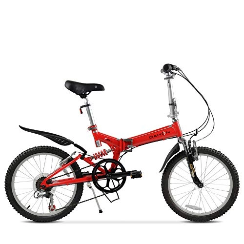 Bici pieghevoli : SYLTL Bicicletta da Città Pieghevole velocità Variabile Unisex Adatto per Altezza 160-180 cm Bicicletta Folding Doppio Assorbimento degli Urti, Rosso