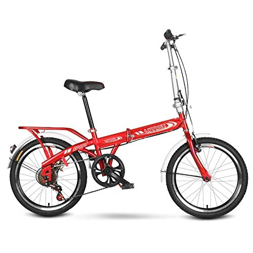 Bici pieghevoli : SYLTL Bicicletta da Città Pieghevole velocità Variabile Unisex BambinoAdatto per Altezza 120-180 cm Bicicletta Folding, Rosso