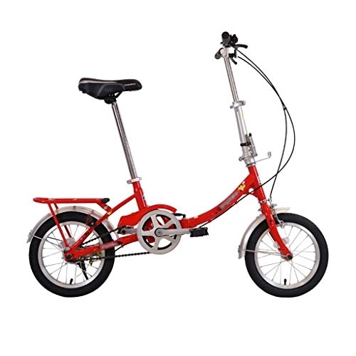 Bici pieghevoli : szy Folding Bike Pieghevole Bicicletta Pieghevole Bicicletta da 14 Pollici Bici Portatile E Leggero Bicicletta Pieghevole con Ripiano Posteriore (Color : Red, Size : 14 Inches)