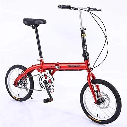 Bici pieghevoli : TAURU Bicicletta da strada pieghevole da 40, 6 cm, in acciaio al carbonio a velocità variabile, portatile, da uomo e donna, da città, colore: rosso