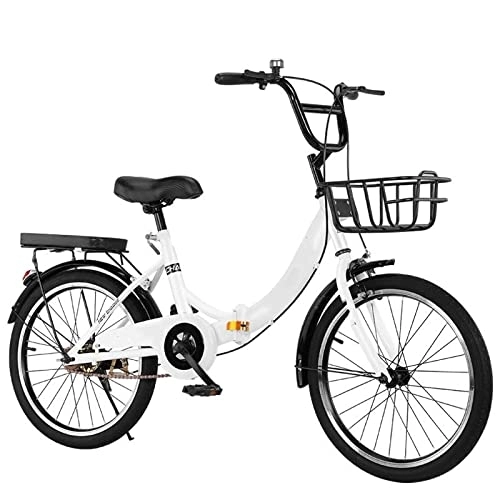 Bici pieghevoli : TAURU Bicicletta pieghevole da 50, 8 cm, da donna, da donna, per donna e donna, colore: bianco