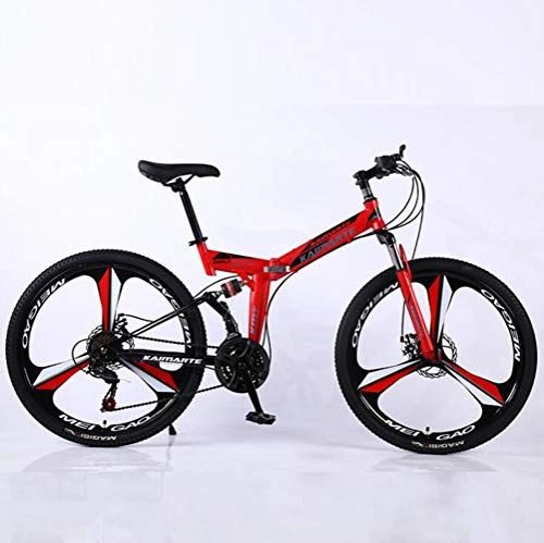 Bici pieghevoli : Tbagem-Yjr Misto 24 Pollici Città Pieghevole Bicicletta Strada, Assorbimento Urti 21 velocità Spostando Morbida Coda Mountain Bike (Color : Red)