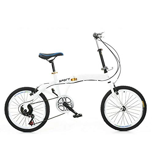 Bici pieghevoli : TFCFL - Bicicletta pieghevole da 20 pollici, 7 marce, altezza regolabile 70-100 mm, colore: Bianco