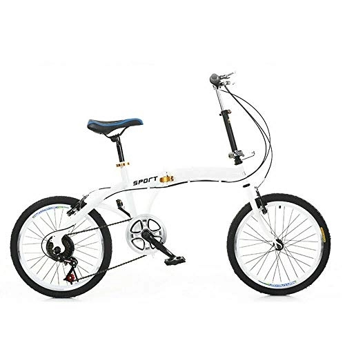 Bici pieghevoli : TFCFL Bicicletta pieghevole da 20 pollici, pieghevole a 7 marce, pieghevole, altezza regolabile 70 – 100 mm, colore bianco